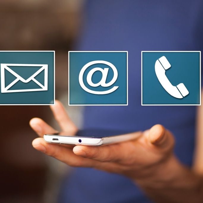 Businessman hand smart phone with digital interface